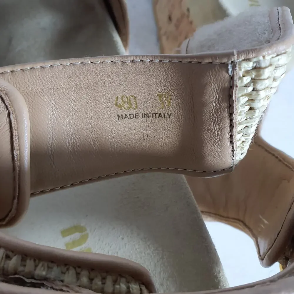 Miu Miu Beige Woven Cork Platform Sandals - Picture 8 of 8